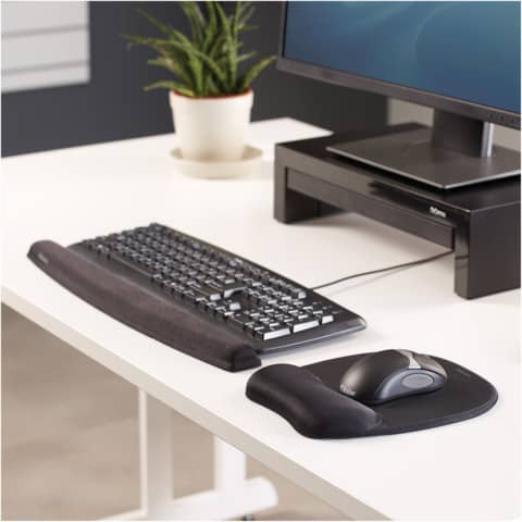 Tappetino mouse con poggiapolsi FELLOWES Memory nero 27,6x23,2x3,2 cm- 9176501